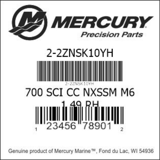 Bar codes for Mercury Marine part number 2-2ZNSK10YH