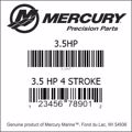 Bar codes for Mercury Marine part number 3.5HP