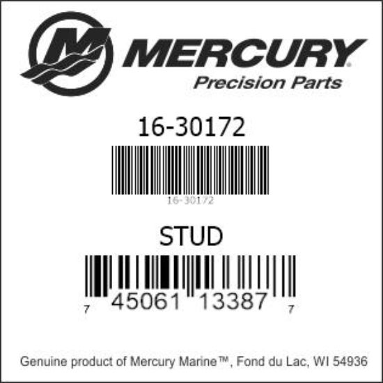 Bar codes for Mercury Marine part number 16-30172