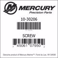 Bar codes for Mercury Marine part number 10-30206