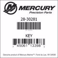 Bar codes for Mercury Marine part number 28-30281
