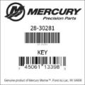 Bar codes for Mercury Marine part number 28-30281