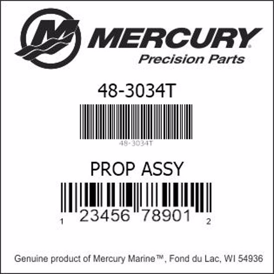 Bar codes for Mercury Marine part number 48-3034T