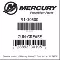 Bar codes for Mercury Marine part number 91-30500