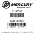 Bar codes for Mercury Marine part number 91-30500