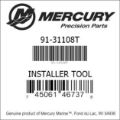 Bar codes for Mercury Marine part number 91-31108T