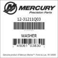 Bar codes for Mercury Marine part number 12-31211Q03