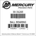 Bar codes for Mercury Marine part number 30-31265