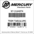 Bar codes for Mercury Marine part number 97-31640T4