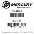 Bar codes for Mercury Marine part number 10-31700