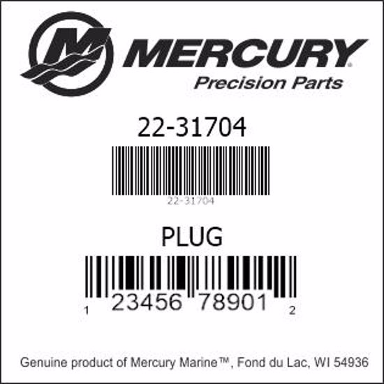 Bar codes for Mercury Marine part number 22-31704