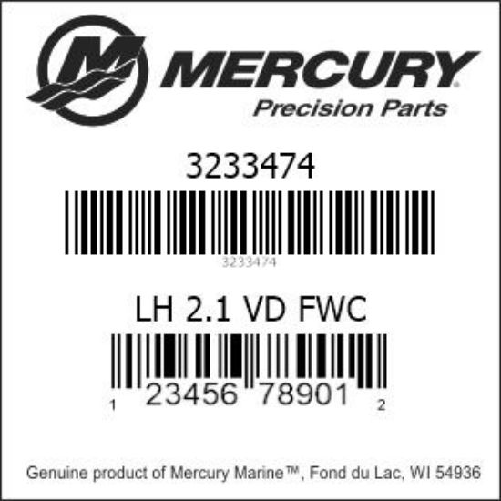 Bar codes for Mercury Marine part number 3233474