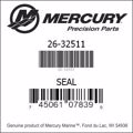 Bar codes for Mercury Marine part number 26-32511