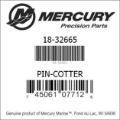 Bar codes for Mercury Marine part number 18-32665