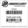 Bar codes for Mercury Marine part number 32722
