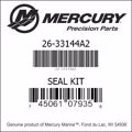 Bar codes for Mercury Marine part number 26-33144A2