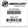 Bar codes for Mercury Marine part number 26-33144A2