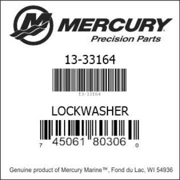 Mercury Marine part number 13-33164 LOCKWASHER Bar codes for Mercury Marine part number 13-33164