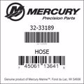 Bar codes for Mercury Marine part number 32-33189