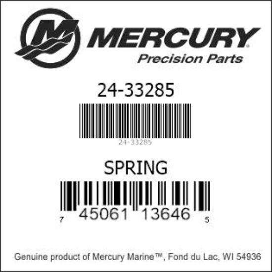 Bar codes for Mercury Marine part number 24-33285