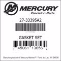 Bar codes for Mercury Marine part number 27-33395A2