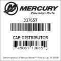 Bar codes for Mercury Marine part number 33765T