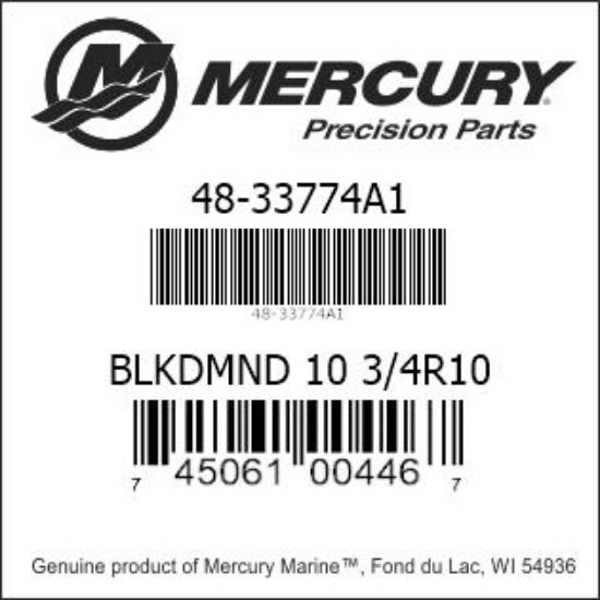 Bar codes for Mercury Marine part number 48-33774A1