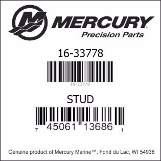Bar codes for Mercury Marine part number 16-33778