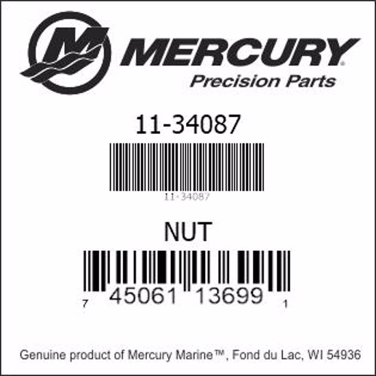 Bar codes for Mercury Marine part number 11-34087
