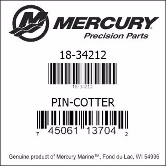 Bar codes for Mercury Marine part number 18-34212