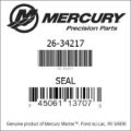 Bar codes for Mercury Marine part number 26-34217