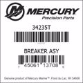 Bar codes for Mercury Marine part number 34235T