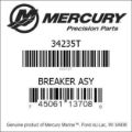 Bar codes for Mercury Marine part number 34235T