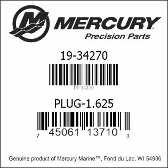 Bar codes for Mercury Marine part number 19-34270