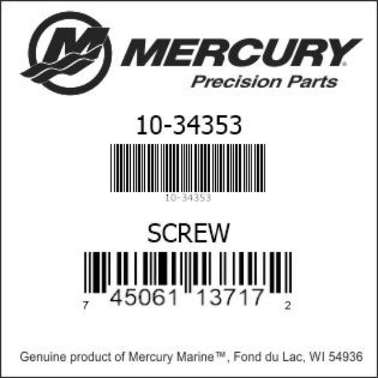 Bar codes for Mercury Marine part number 10-34353