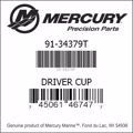 Bar codes for Mercury Marine part number 91-34379T