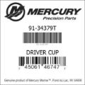 Bar codes for Mercury Marine part number 91-34379T