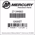 Bar codes for Mercury Marine part number 27-344863