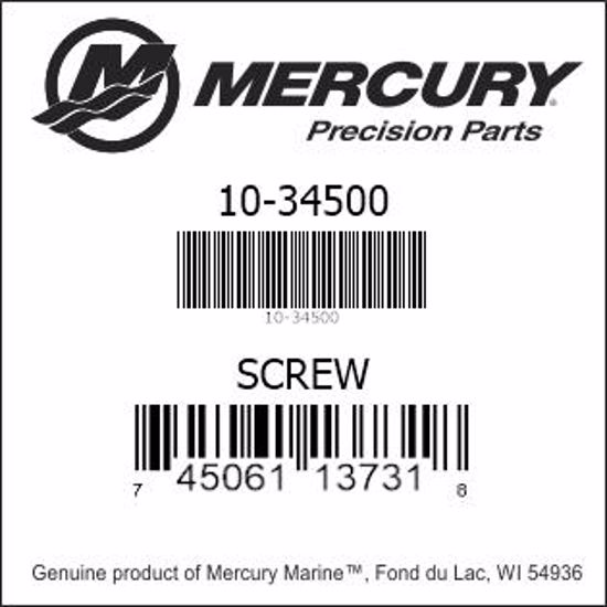 Bar codes for Mercury Marine part number 10-34500