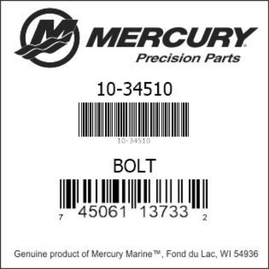 Bar codes for Mercury Marine part number 10-34510