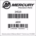 Bar codes for Mercury Marine part number 34519