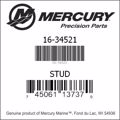 Bar codes for Mercury Marine part number 16-34521