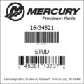 Bar codes for Mercury Marine part number 16-34521