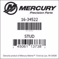 Bar codes for Mercury Marine part number 16-34522