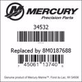 Bar codes for Mercury Marine part number 34532