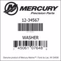 Bar codes for Mercury Marine part number 12-34567