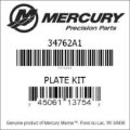 Bar codes for Mercury Marine part number 34762A1