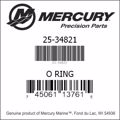 Bar codes for Mercury Marine part number 25-34821