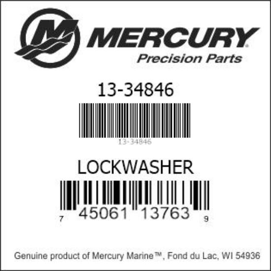 Bar codes for Mercury Marine part number 13-34846