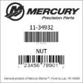 Bar codes for Mercury Marine part number 11-34932